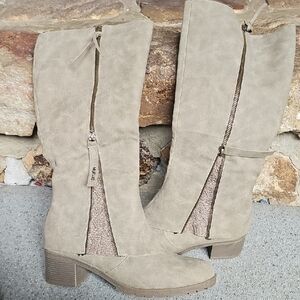 Muk Luks Taupe Heeled Boots